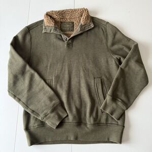 GH Bass Men's Green 1/4 Zip Button Pullover Sweatshirt Size Medium